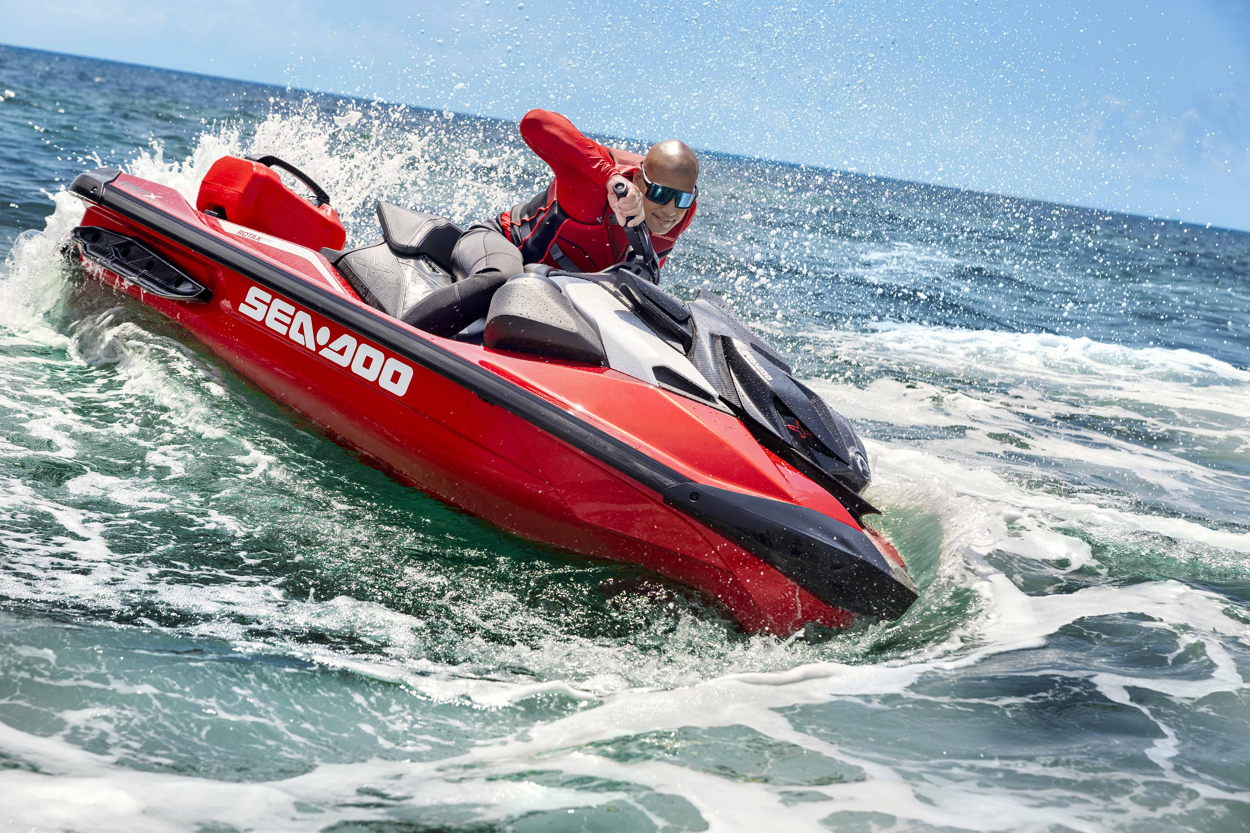 Rider doing a quick turn with the 2024 Sea-Doo RXP-X 325 personal watercraft