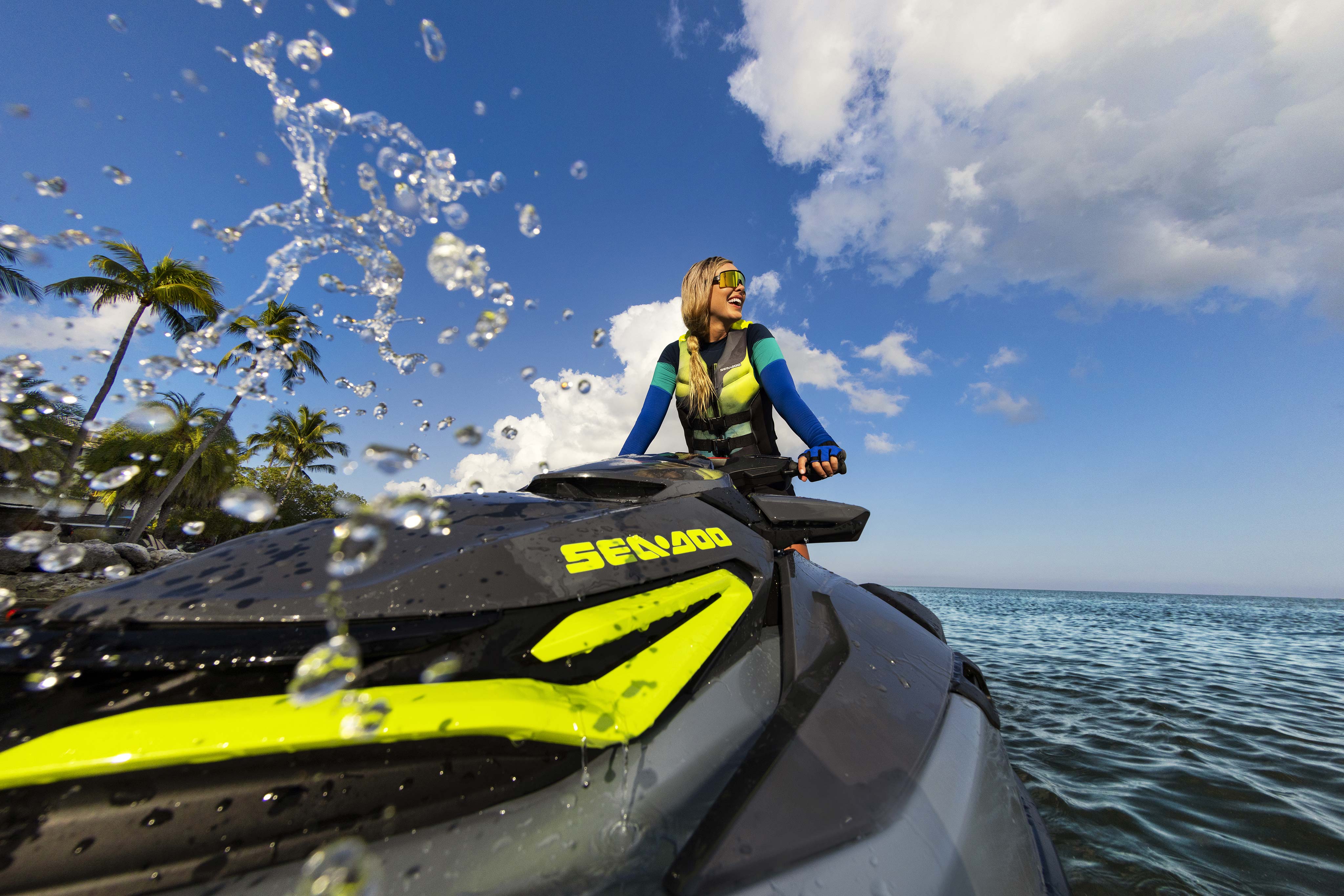 Close up of the front of 2024 Sea-Doo RXT-X 325 performance personal watercraft