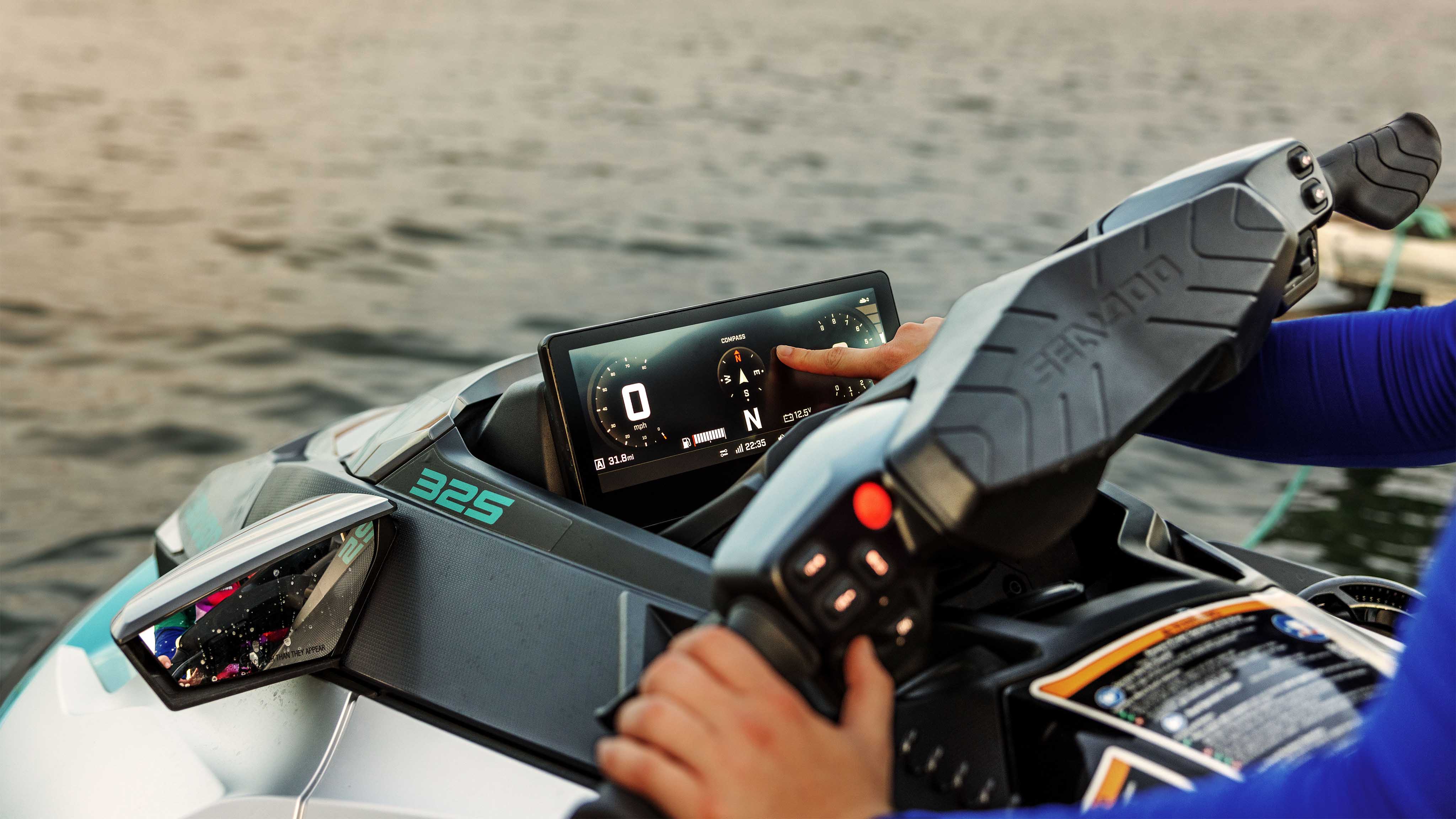 An upgraded 10.25-inch touchscreen installed on the 2025 Sea-Doo GTX Limited personal watercraft