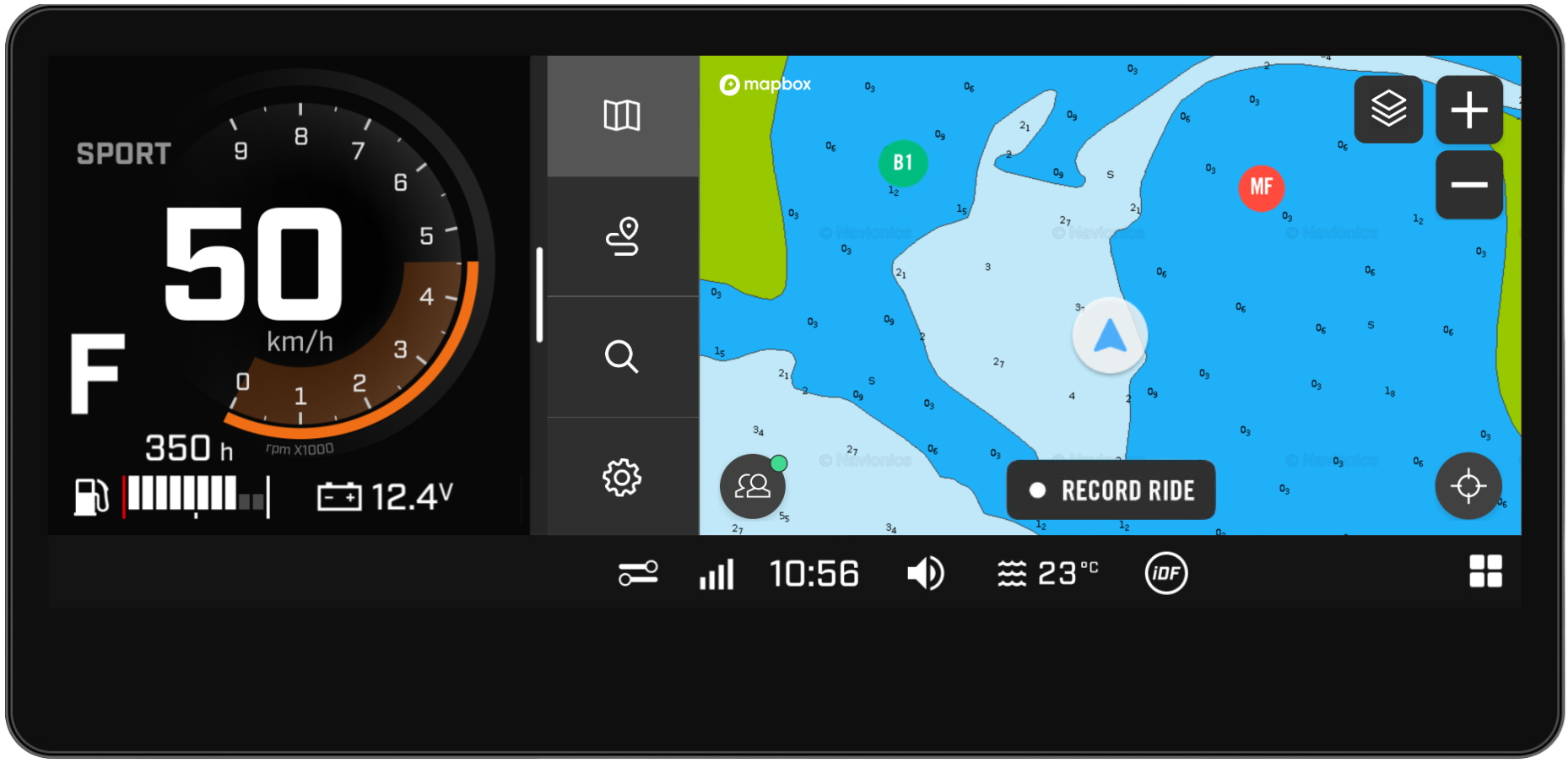 Використання GPS-функцій на сенсорному дисплеї Sea-Doo Switch 