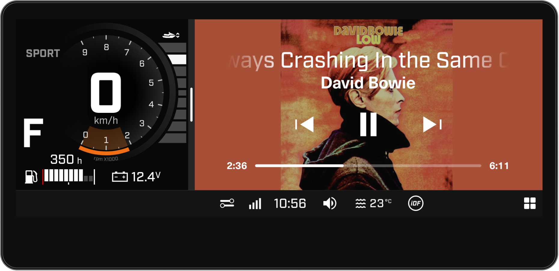 Прослуховування музики на сенсорному дисплеї Sea-Doo Switch 