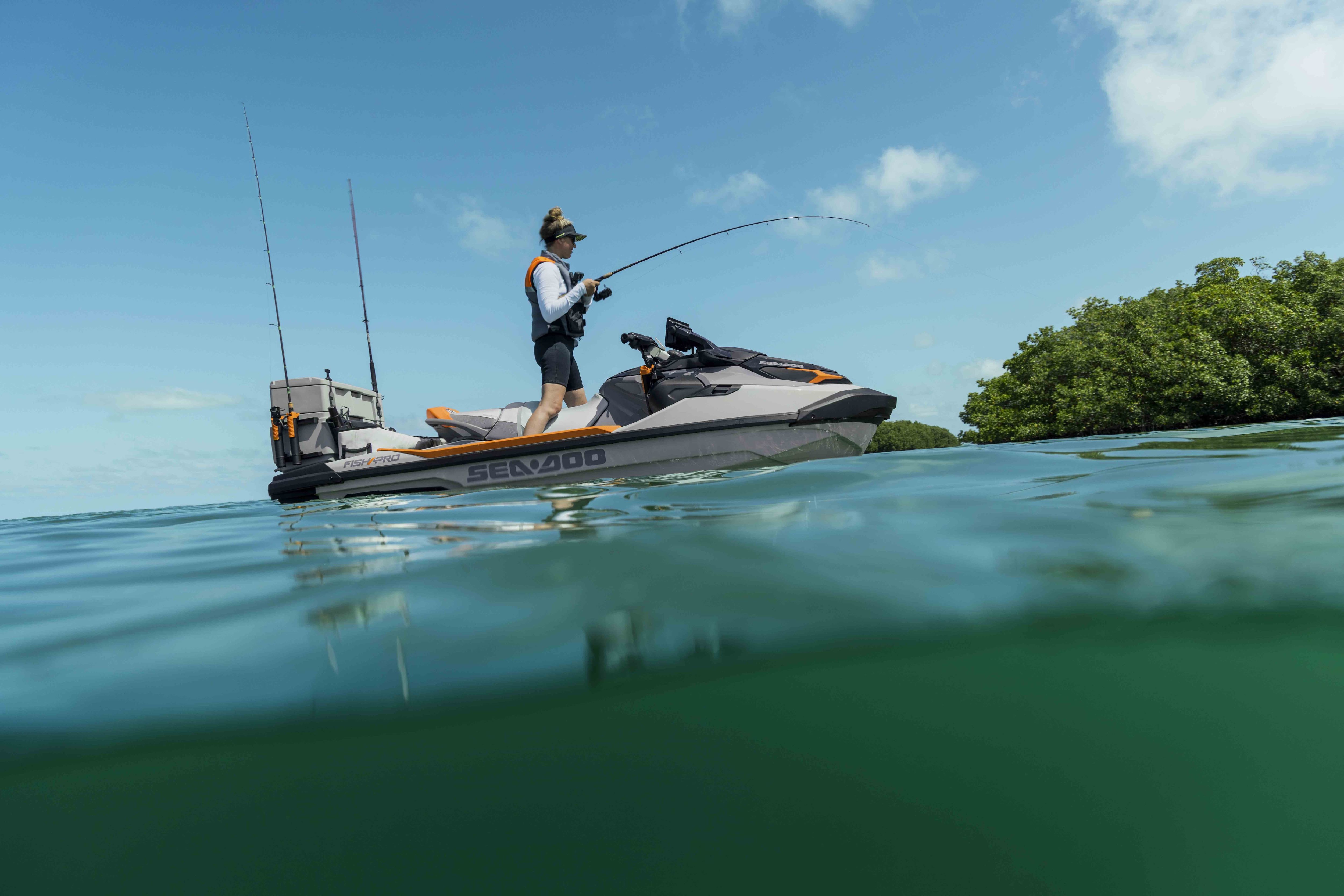 Man fishing from the Sea-Doo FishPro Trophy