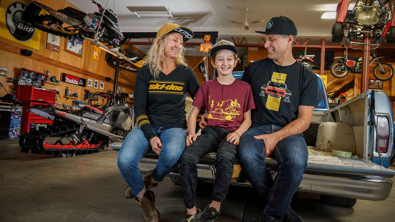 Ski-Doo Ambassador Carl Kuster with his wife and son