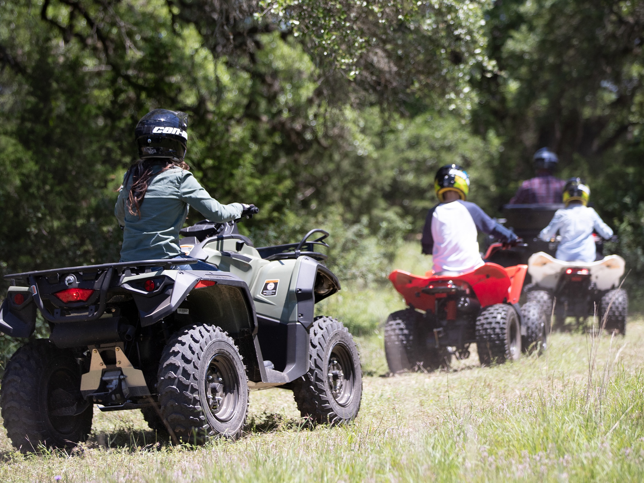 Family going on an excursion with their Can-Am Off-Road rides