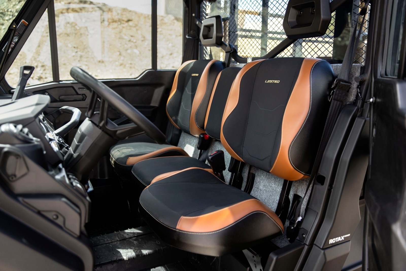 Interior cockpit photo including seats of a Can-Am Traxter