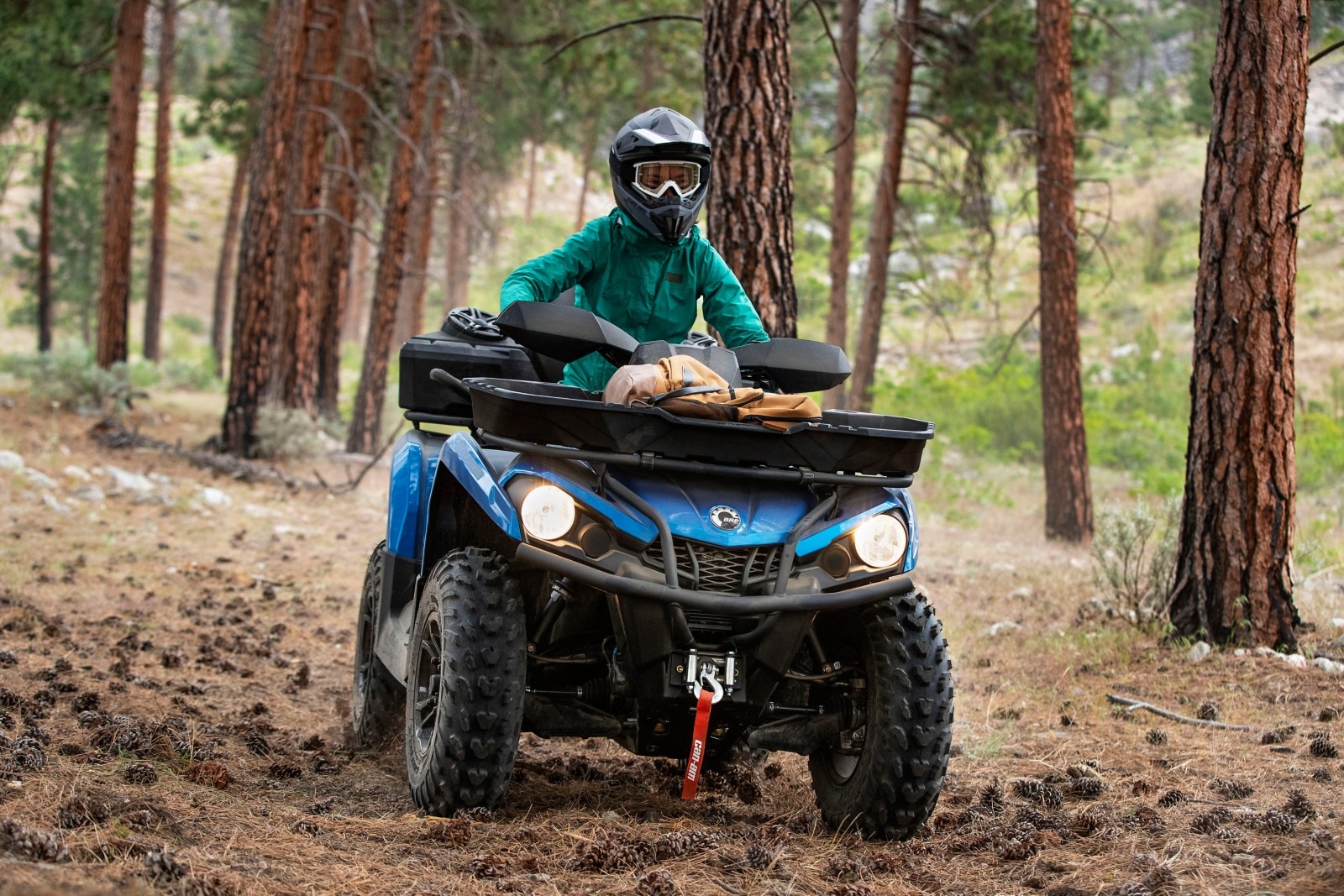 Rider cruising through the woods