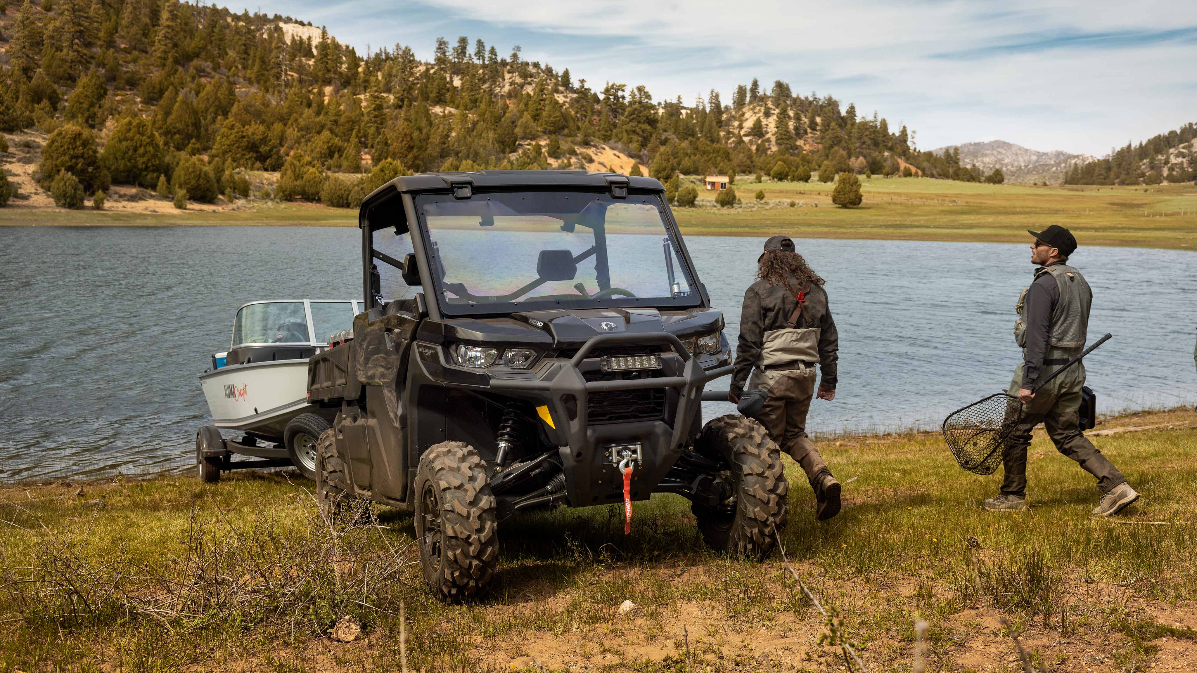 Front view of Can-Am Traxter by the lake