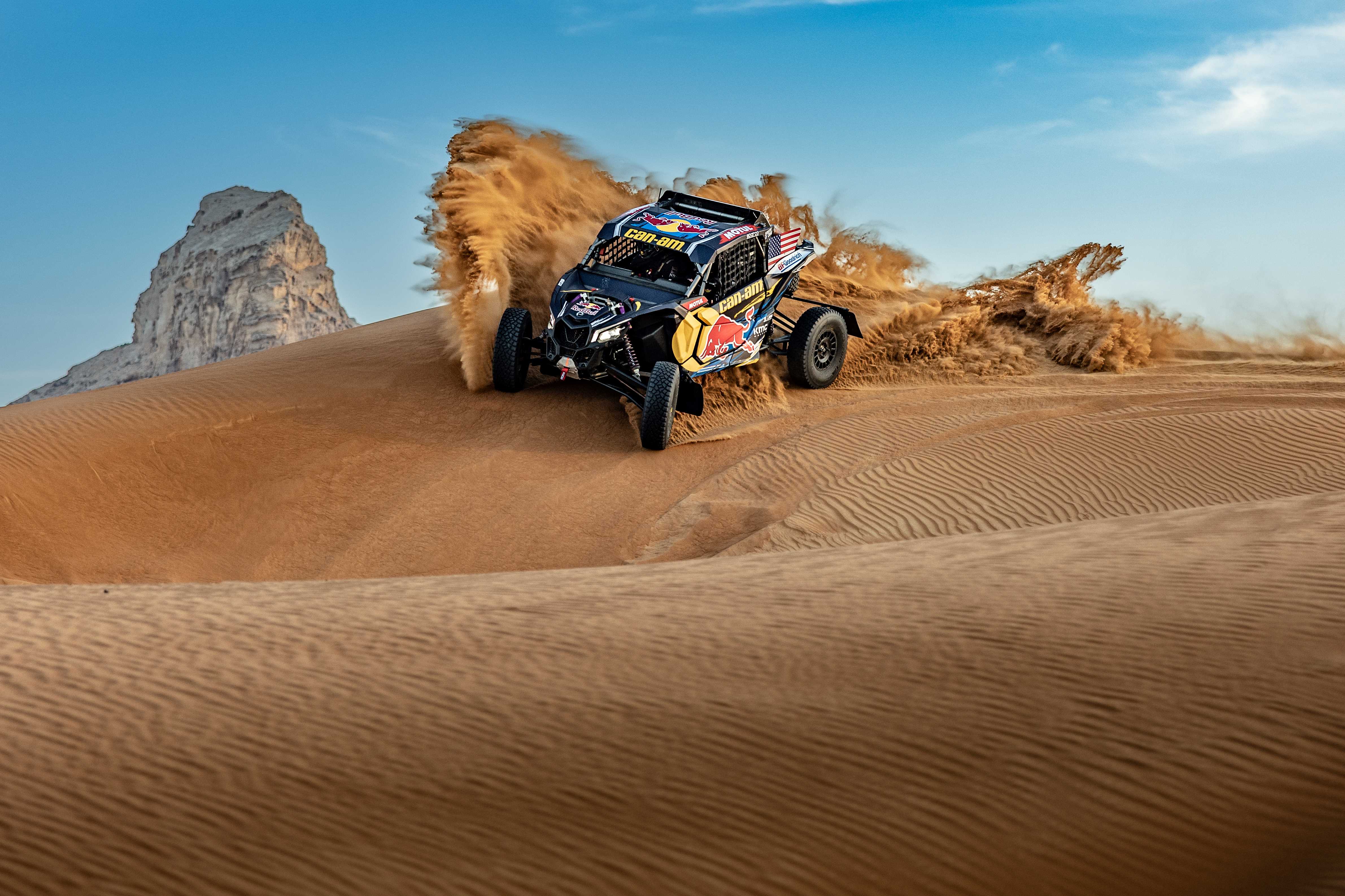 Maverick riding on a sand dune in Saudi Arabia 
