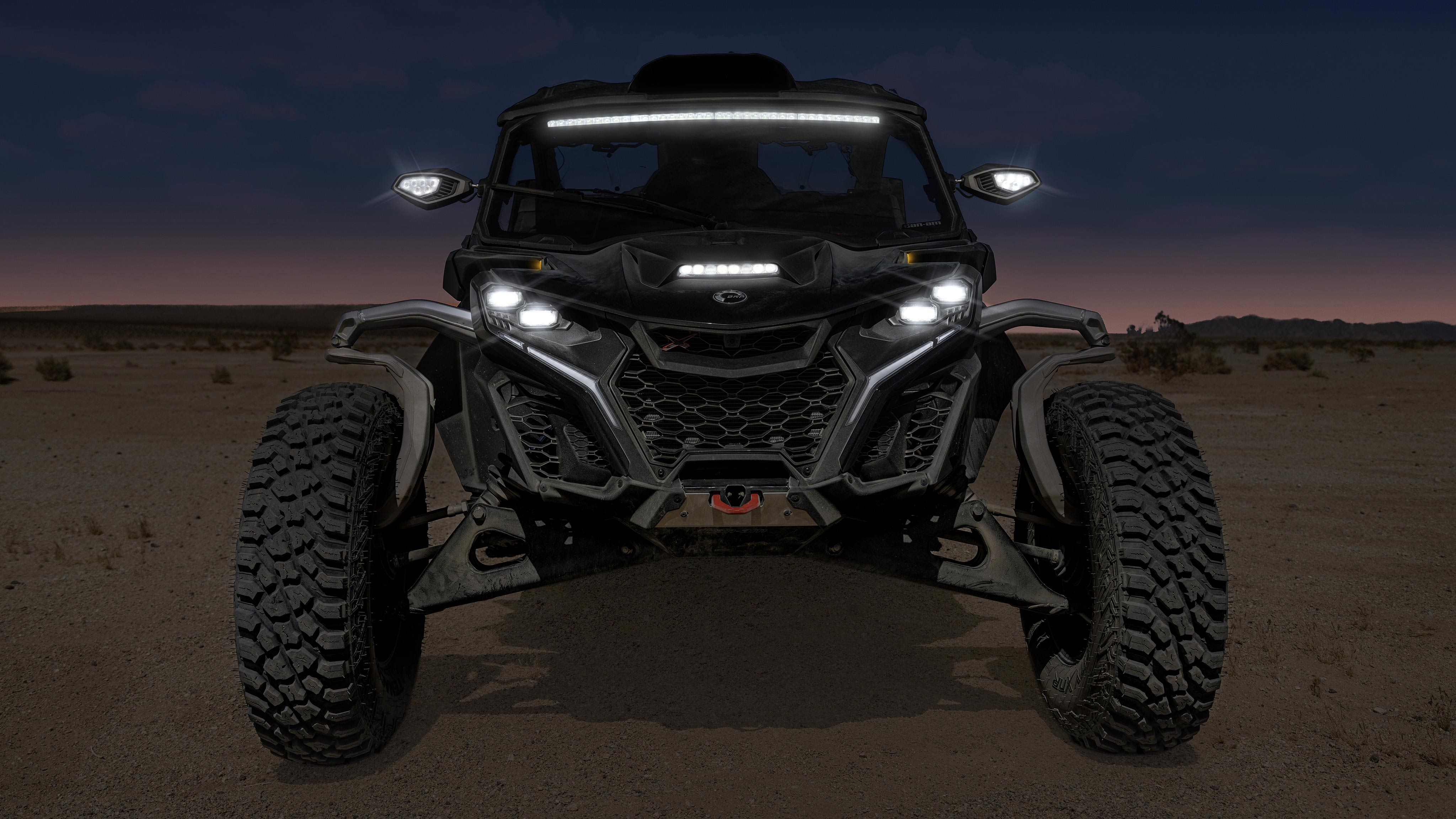 The new Maverick R SxS vehicles in the desert