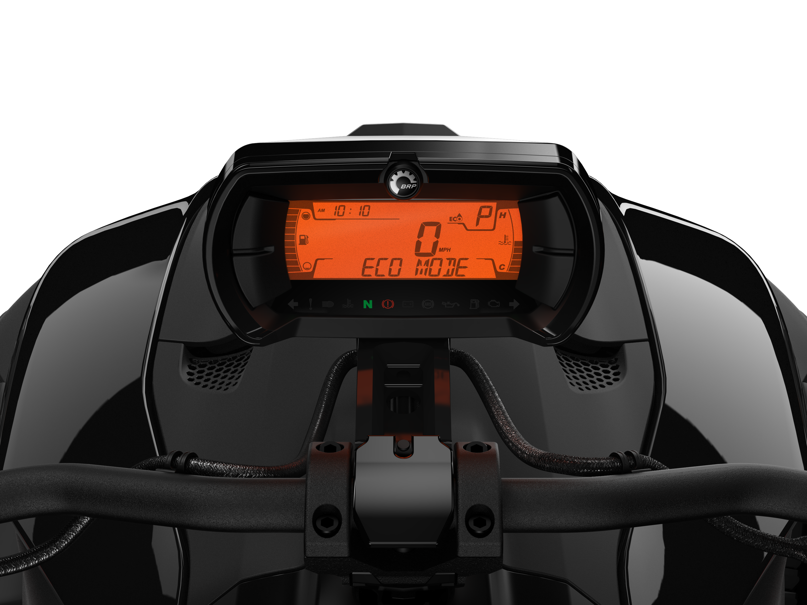 Eco Modu Smart Assist etkinleştirilmiş Can-Am Ryker araç konsolunun sürücü koltuğu görünümü