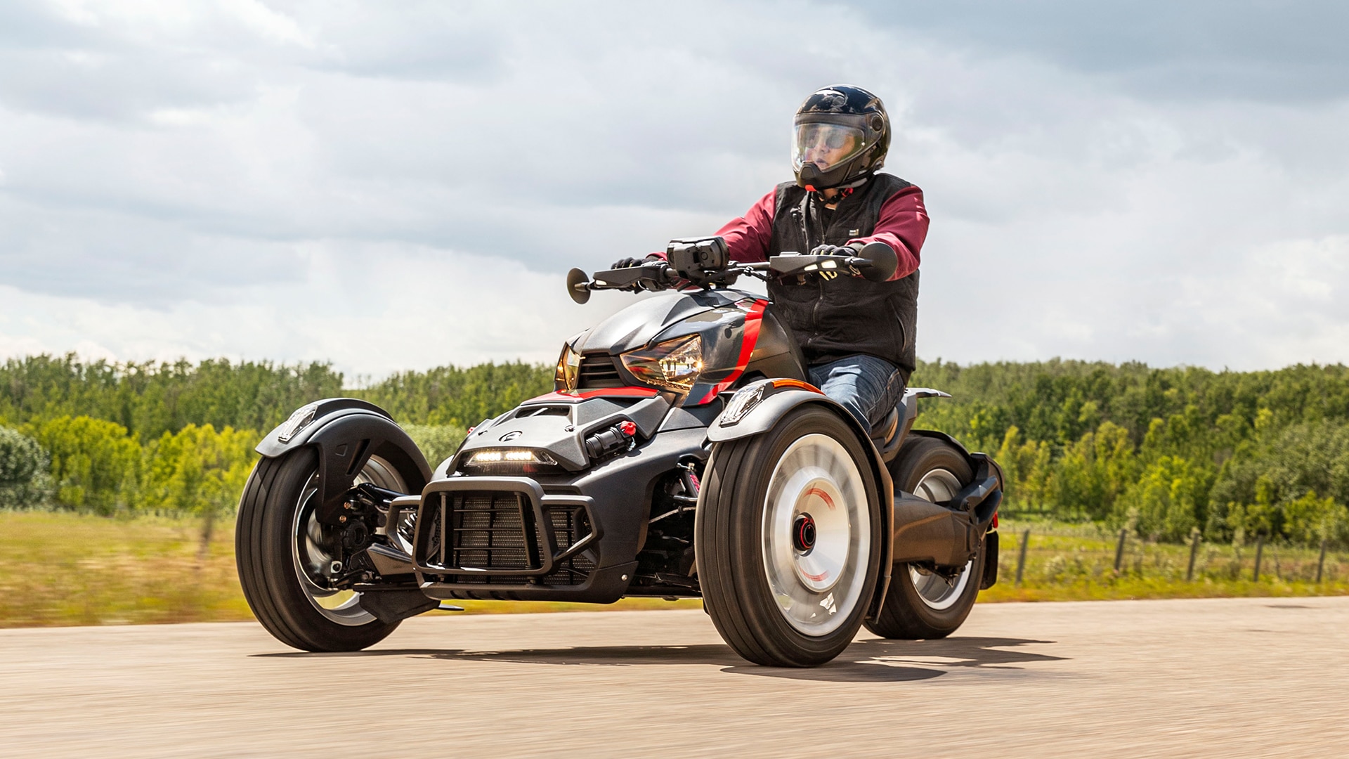 Rider driving a 2024 Can-Am Ryker 3-wheel