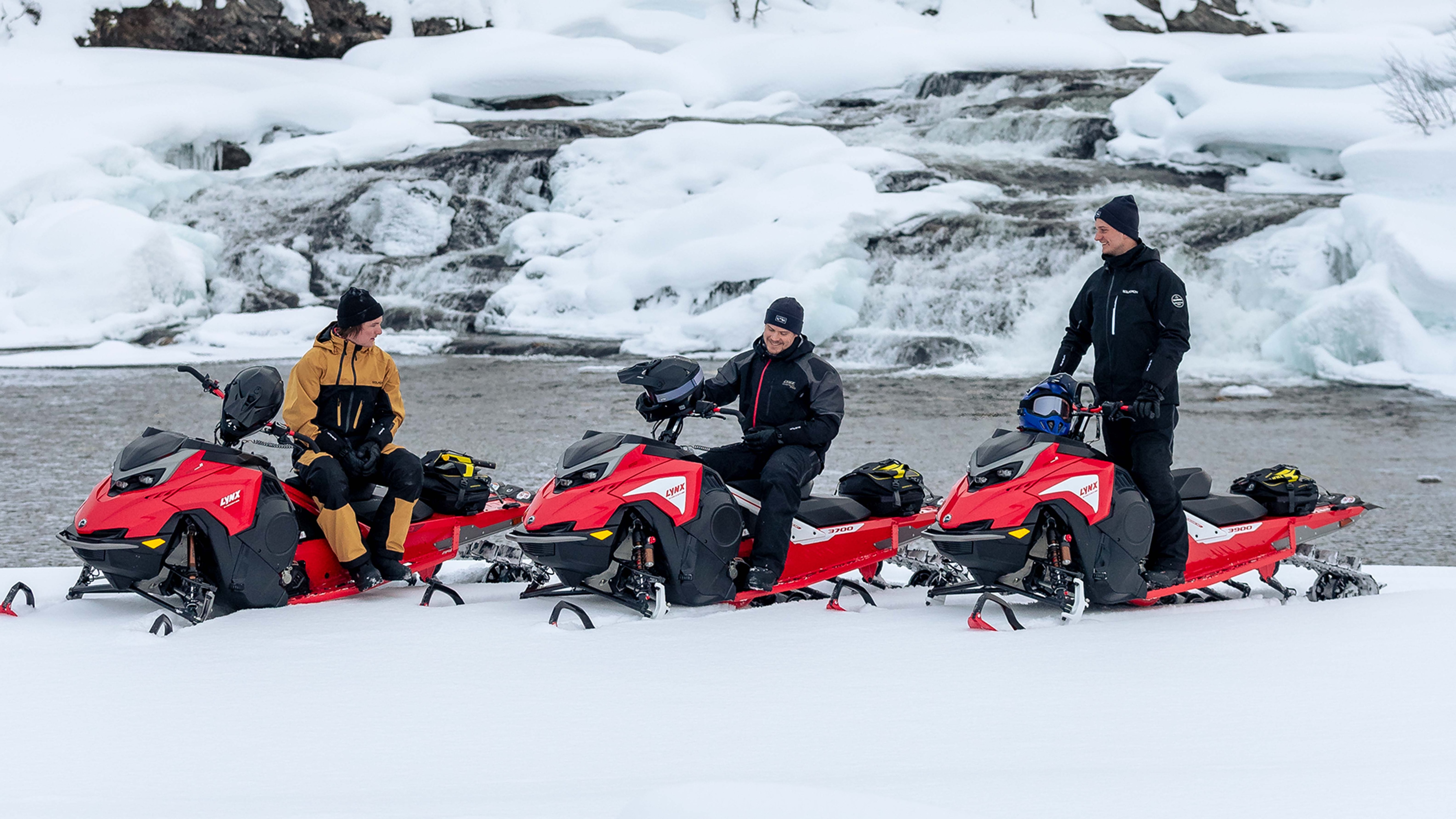 Man riding a Lynx snowmobile