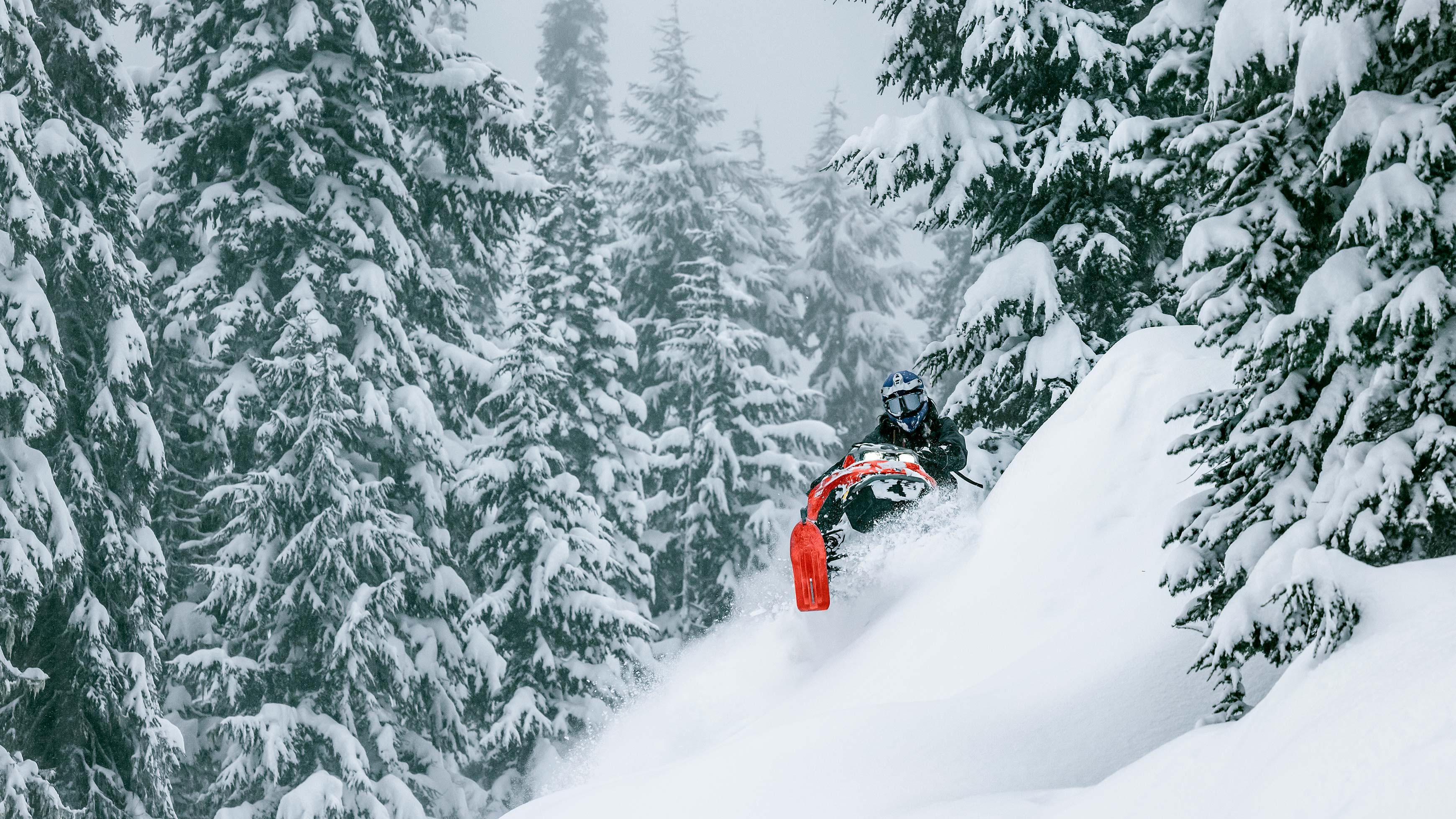 Jason Ribi riding a Lynx Shredder in deep snow