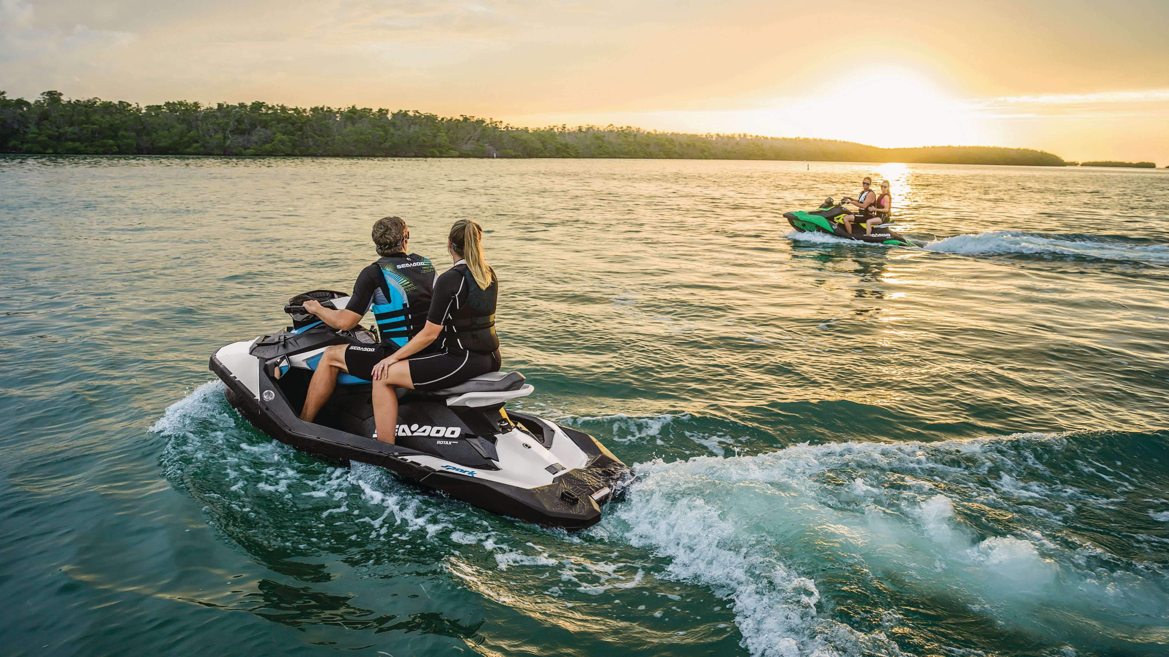 Family riding on a Sea-Doo