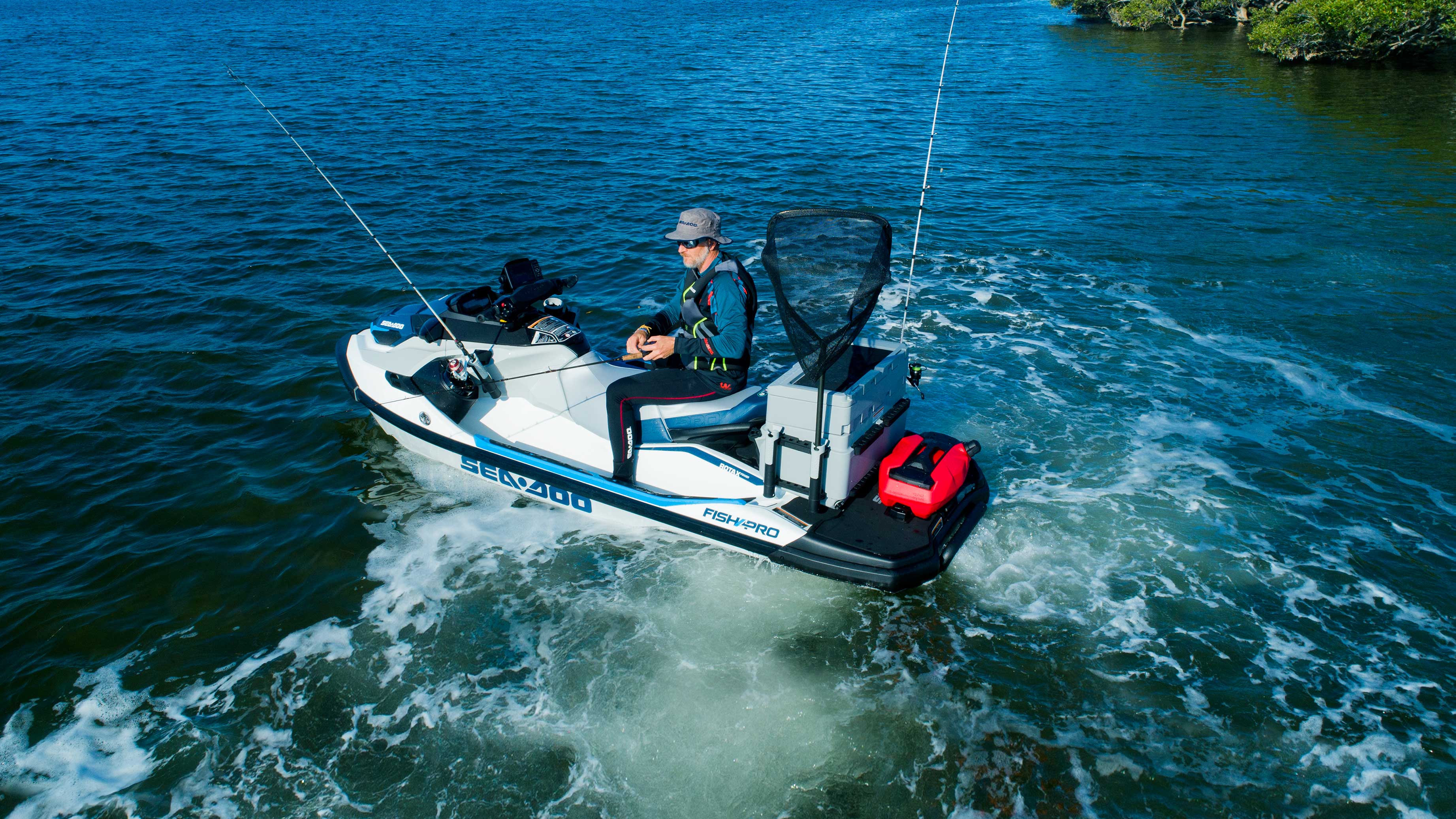 Man fishing on a Sea-Doo FISH PRO