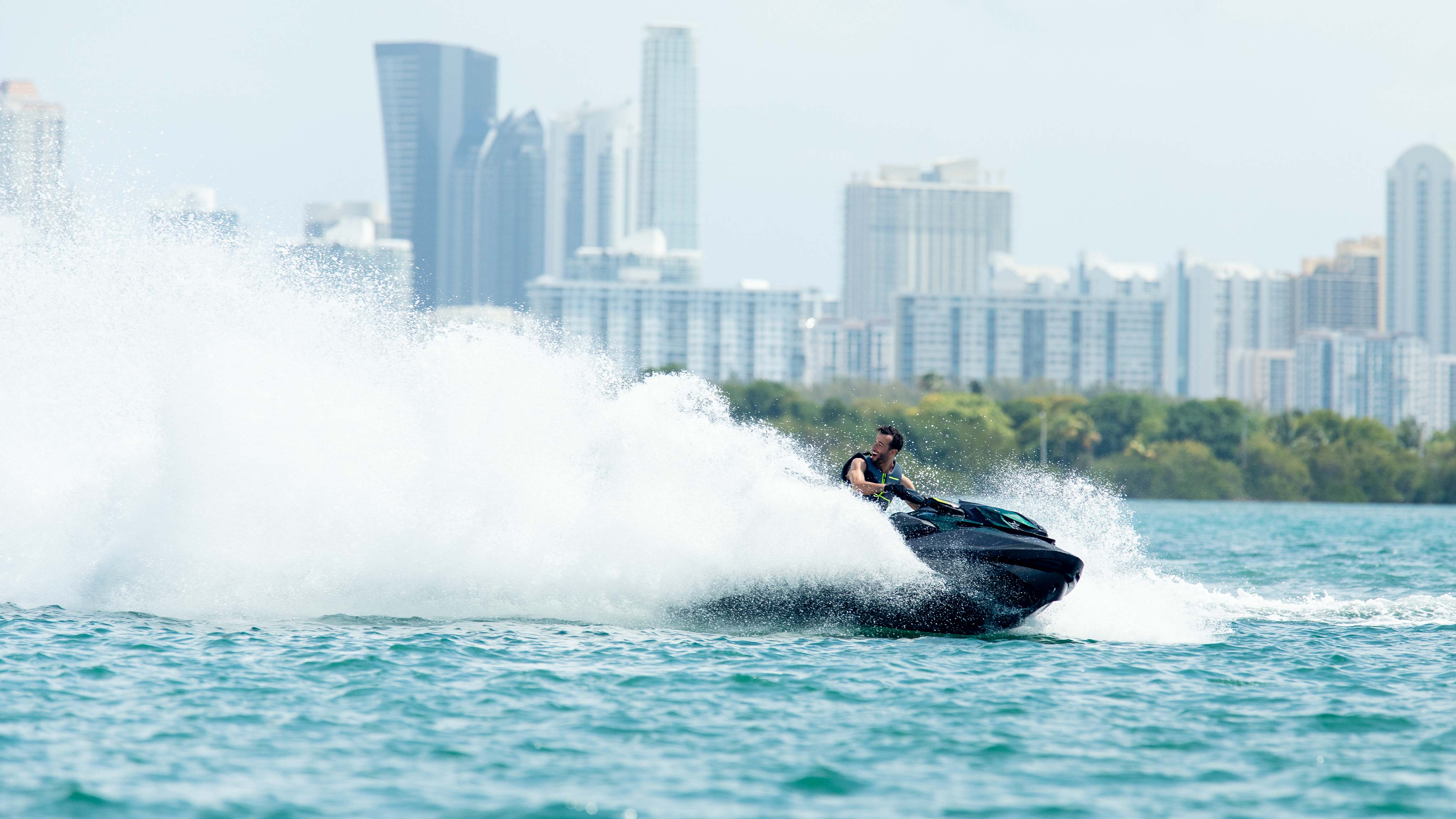 Daniel Ricciardo speeding with the new Sea-Doo personal watercraft