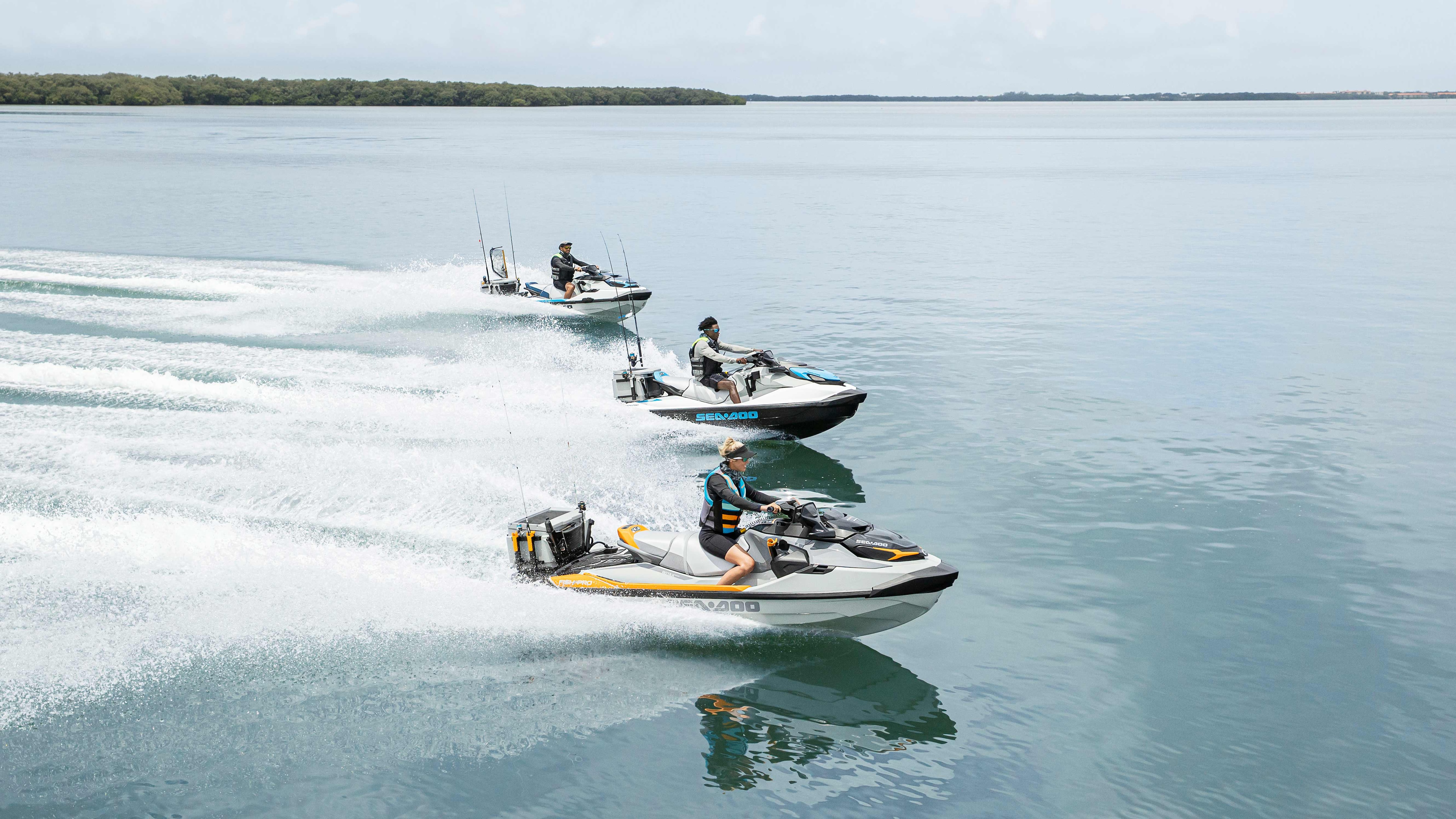 Friends riding on their Sea-Doo FishPro