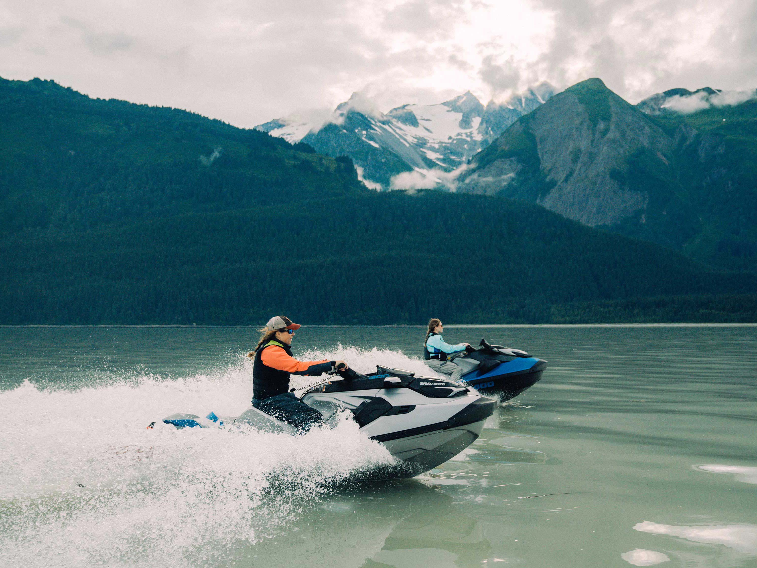 Michelle Oakley on Sea-Doo looking at seals