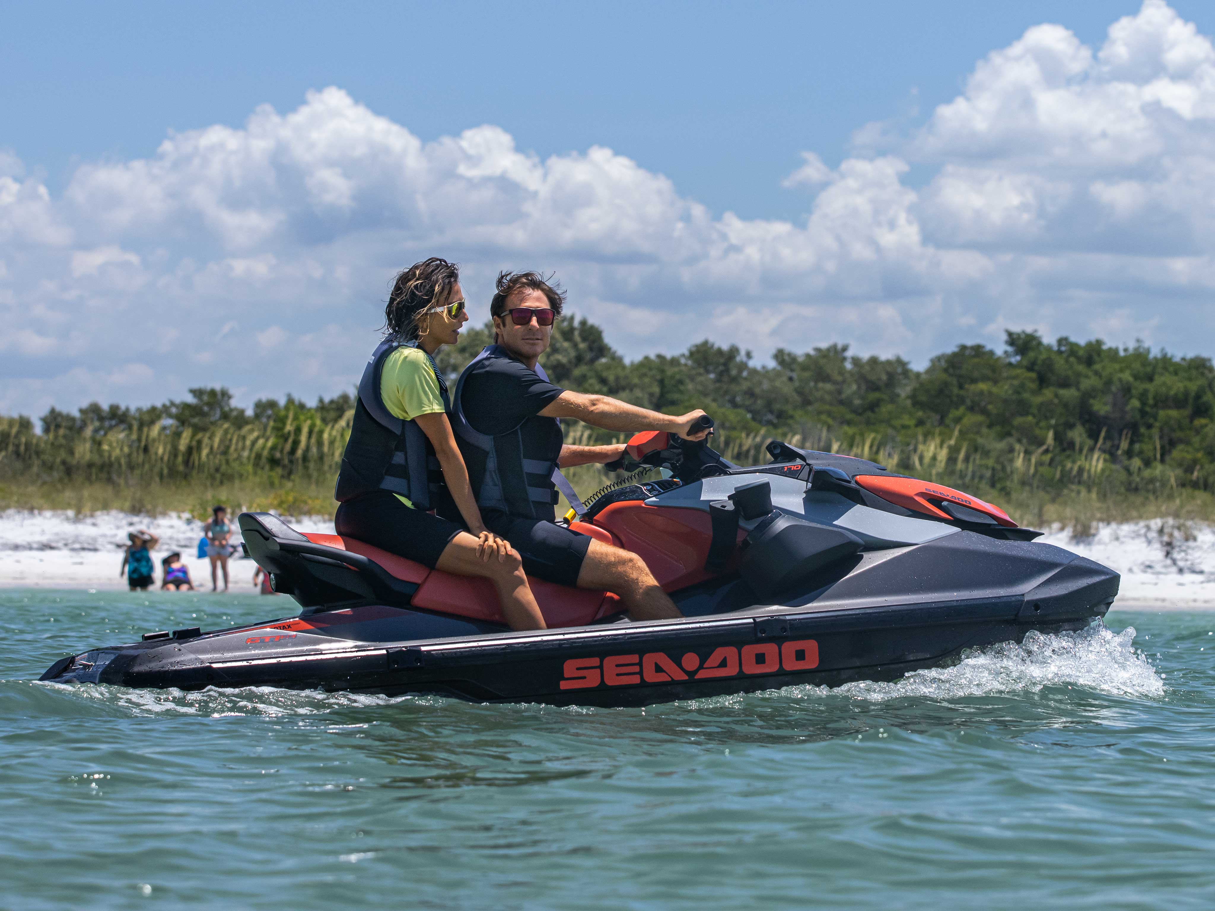 Couple enjoying a ride on their Sea-Doo GTI SE