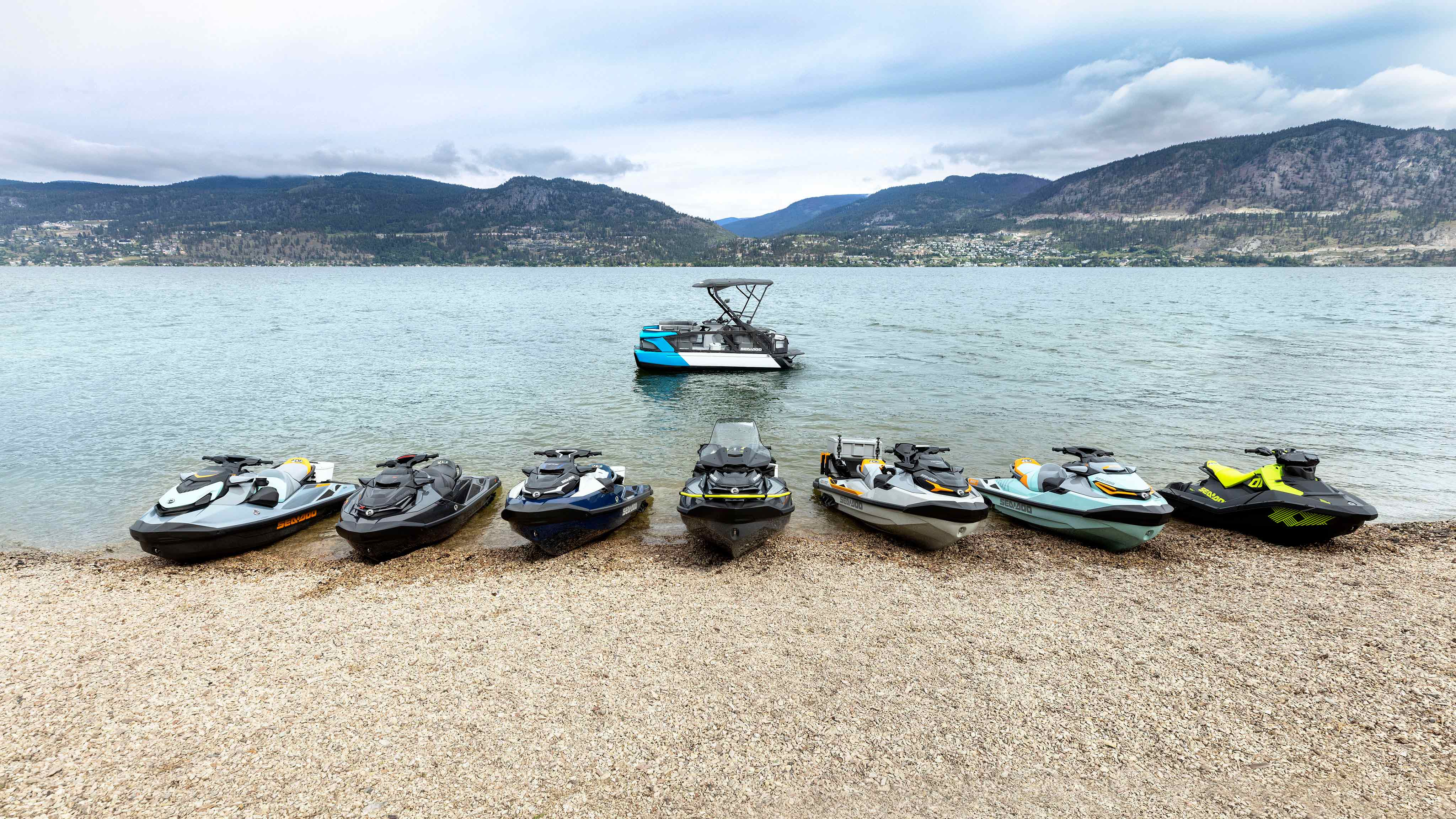 Sea-Doo 2023 lineup on a beach