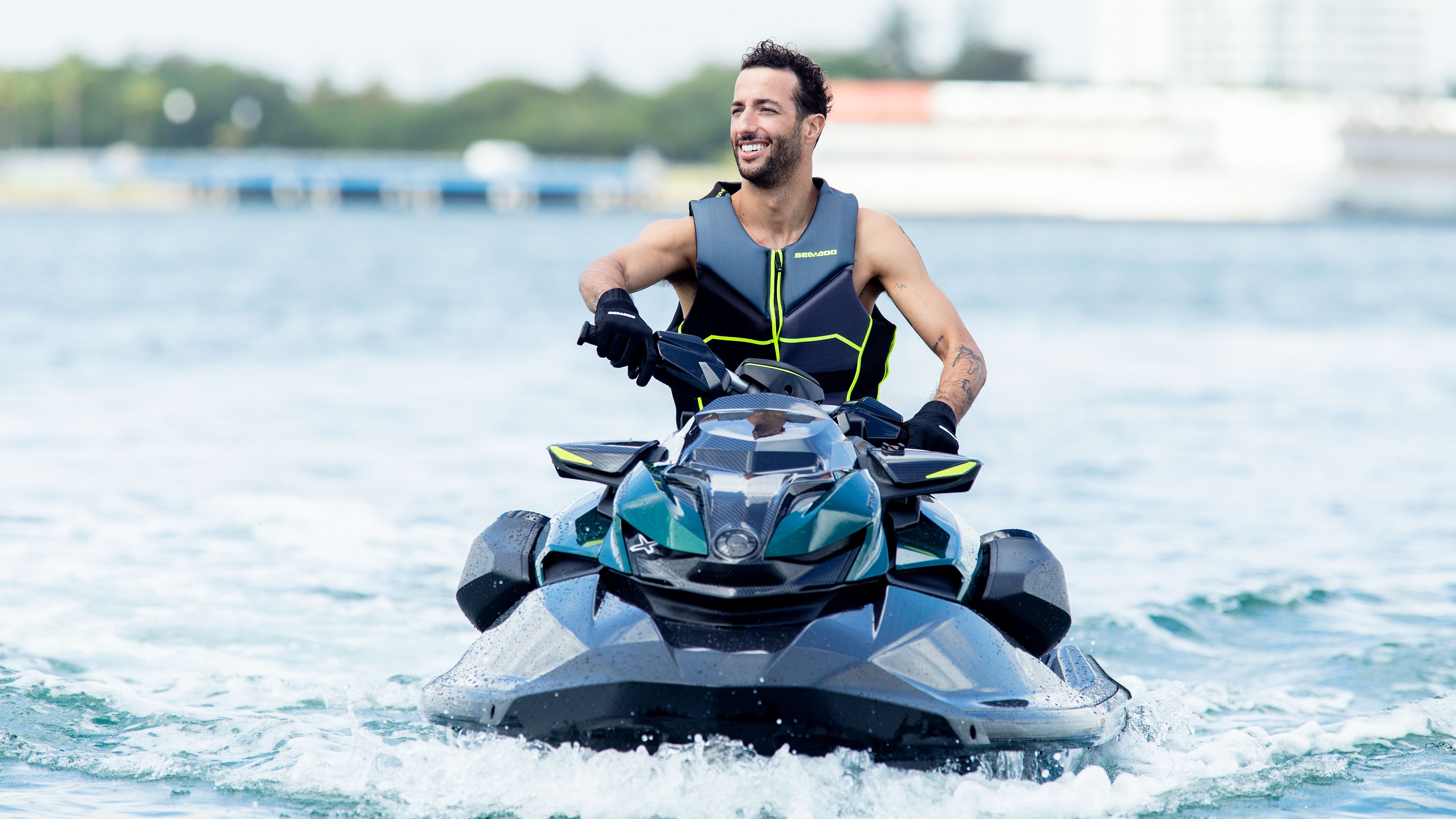 Daniel Ricciardo smiling on the Sea-Doo RXP-X Apex