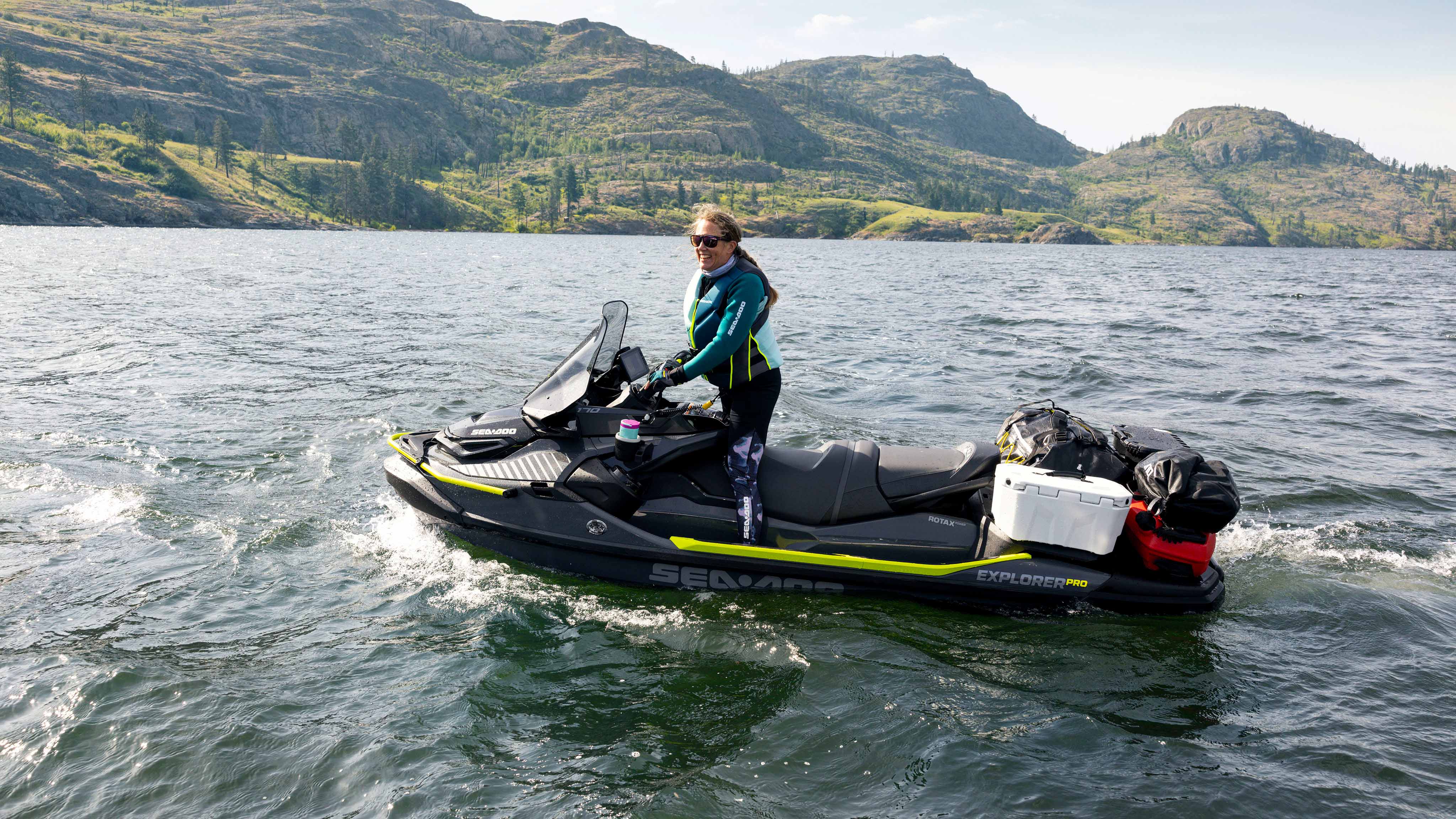 Woman on the Sea-Doo Explorer Pro 170