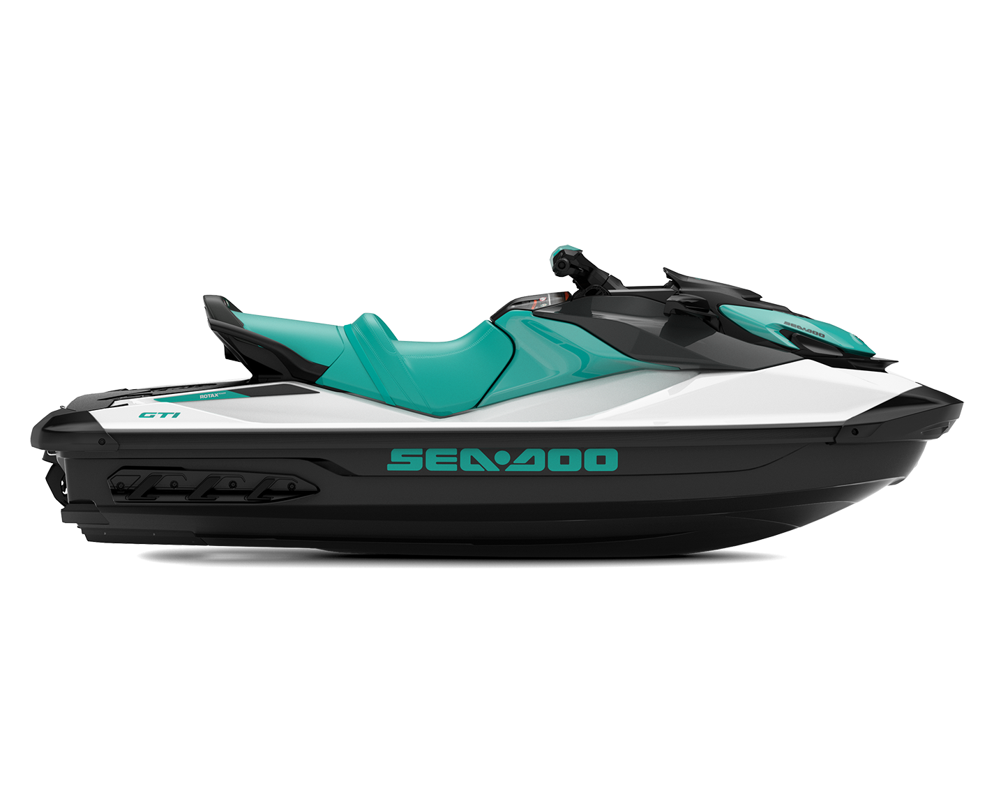 Sea-Doo GTI 130 without sound system MY23 - White / Gulfstream Blue - Side view