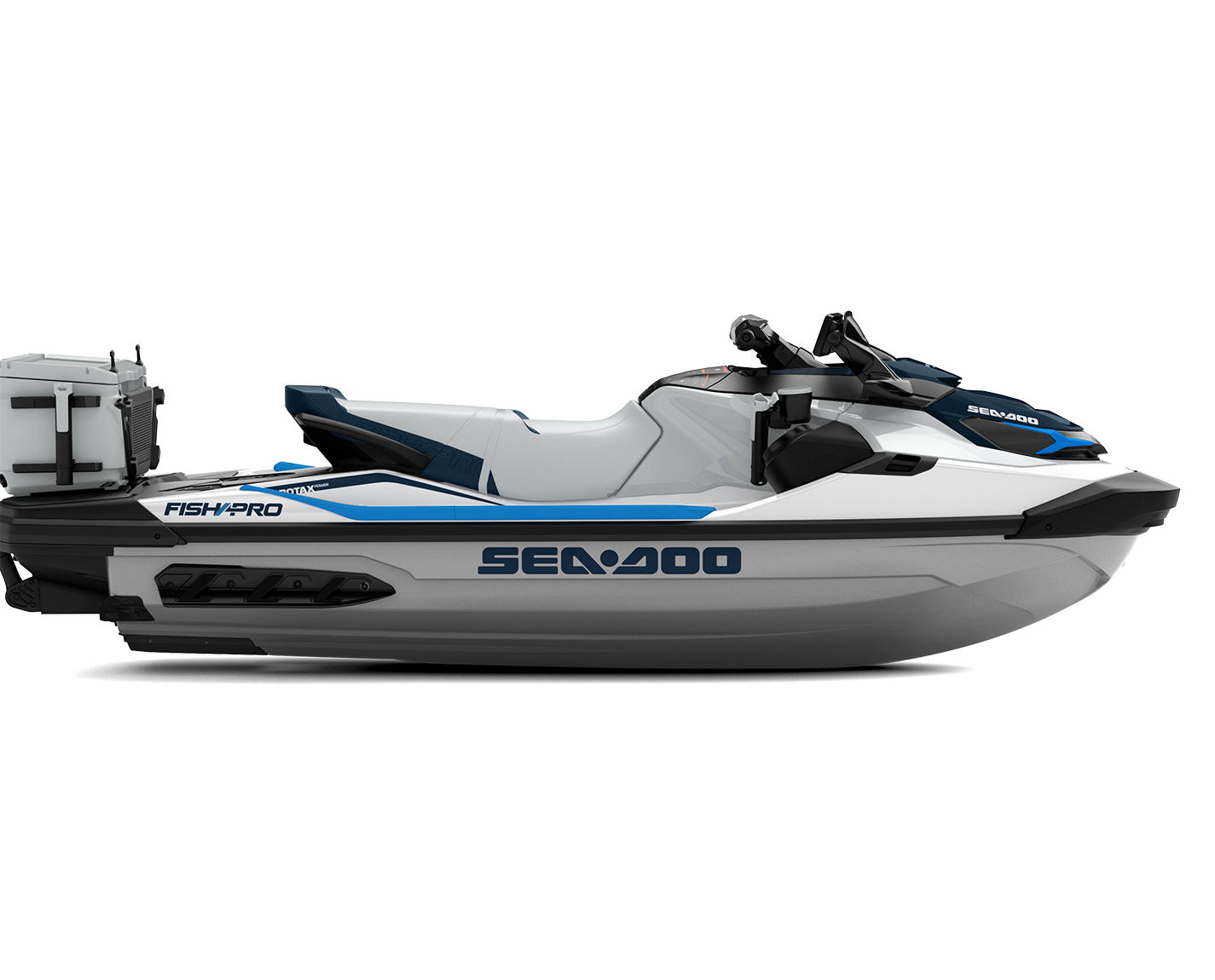Sea-Doo FishPro Sport 170 with sound system MY23 - White / Gulfstream Blue - Side view