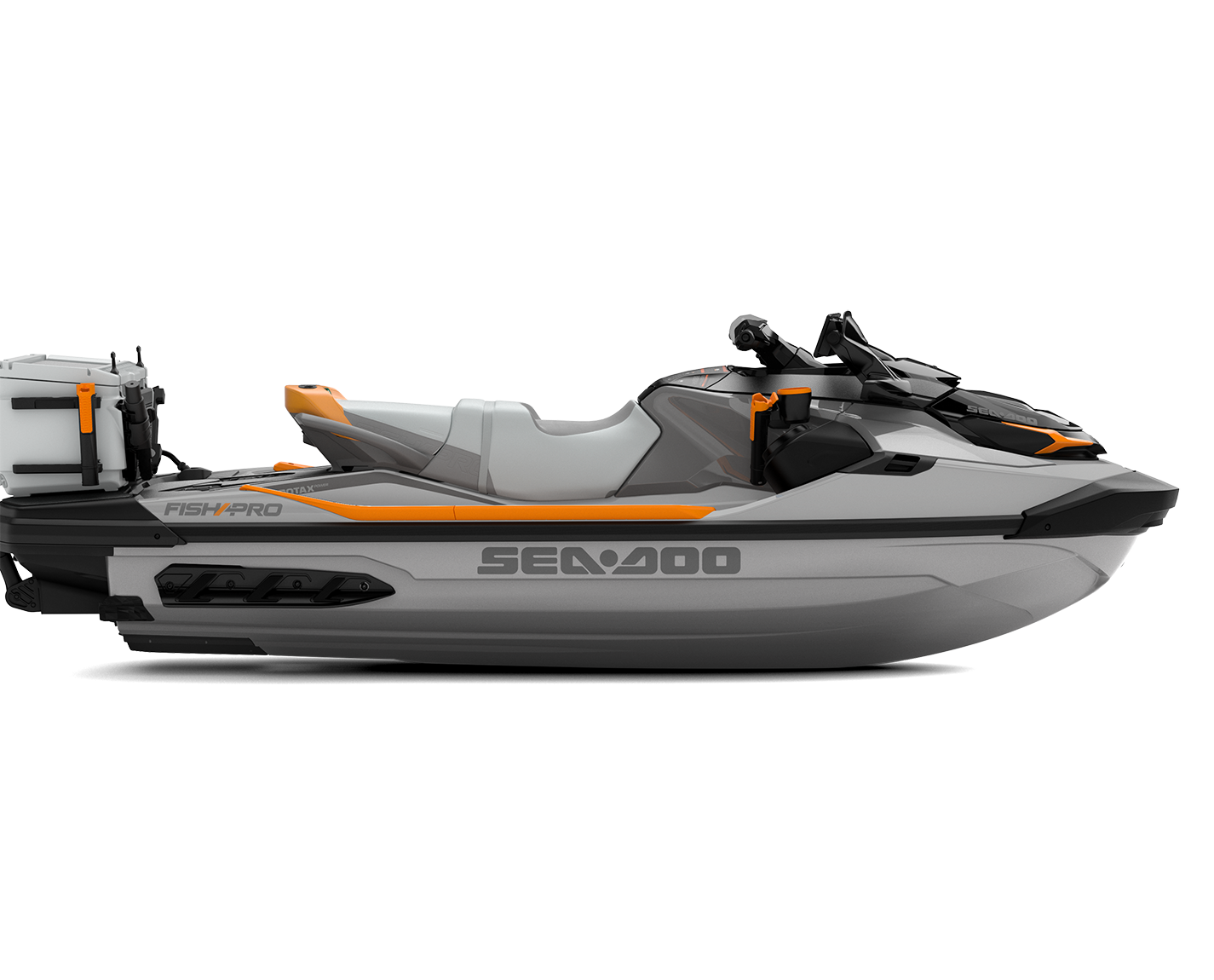 Sea-Doo FishPro Trophy 170 with sound system MY23 - Shark Grey / Orange Crush - Side view