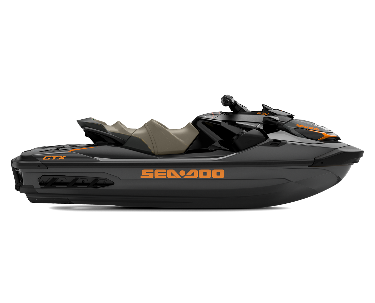 Sea-Doo GTX 230 with sound system MY23 - Eclipse Black / Orange Crush - Side view