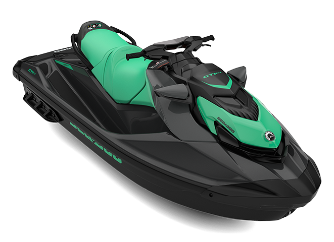 2026 Sea-Doo GTI 130 personal watercraft with new Eclipse Black / Laguna Green colors