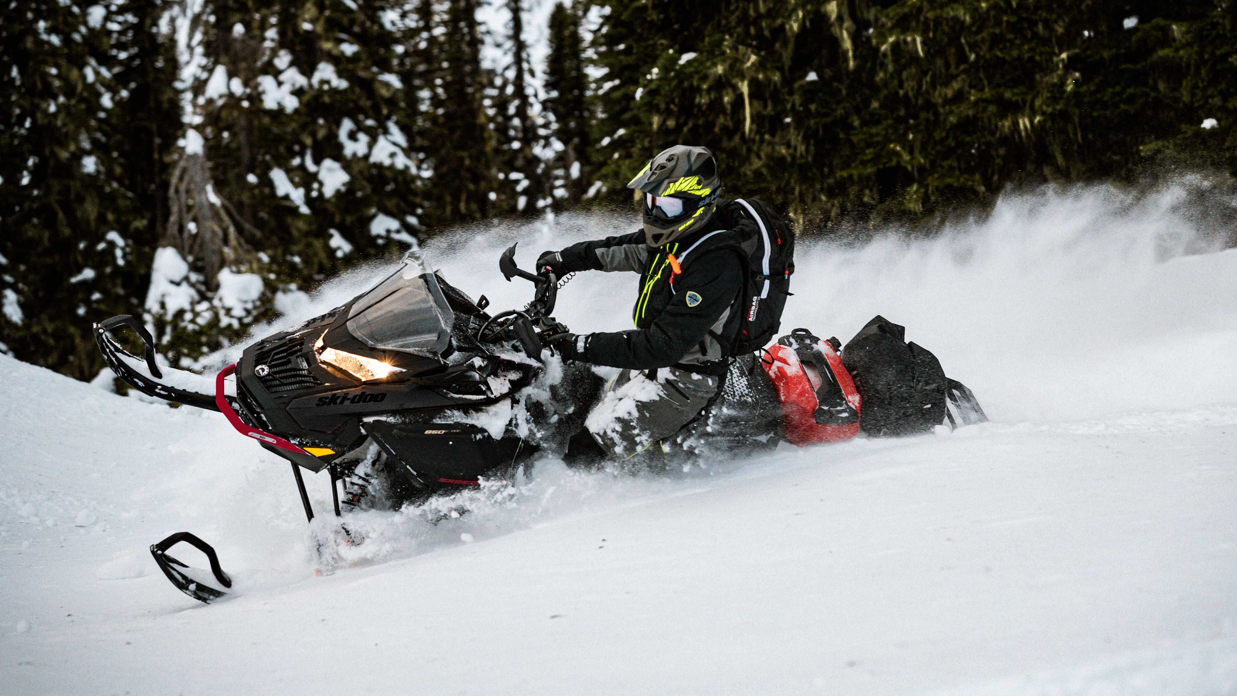 2022 Ski-Doo Expedition carving in deep-snow